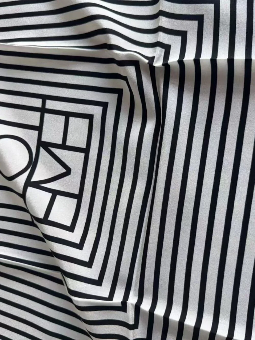 Toteme Monogram Stripe Silk Square Scarf Black White